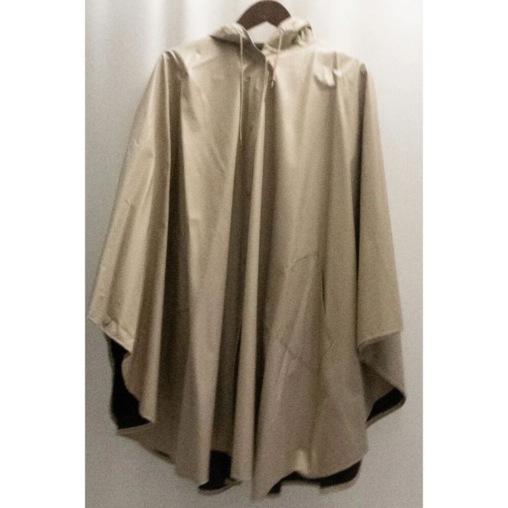 Pappagallo Khaki beige 100% vinyl Rain poncho vinyl. | Sz one size - Picture 2 of 9